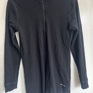 Dilling(German) Unisex Merino Wool Black Long-Sleeve Thermal Tee, size 42 EU